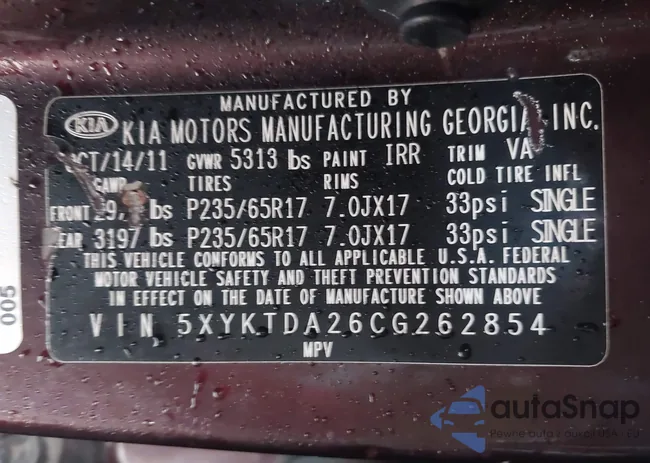 5XYKTDA26CG262854: 44084489