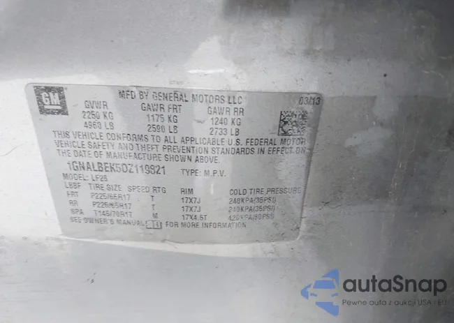 1GNALBEK5DZ119821: 44085577