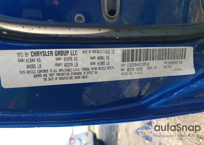 1C3CDFBH4DD159520: 44085620