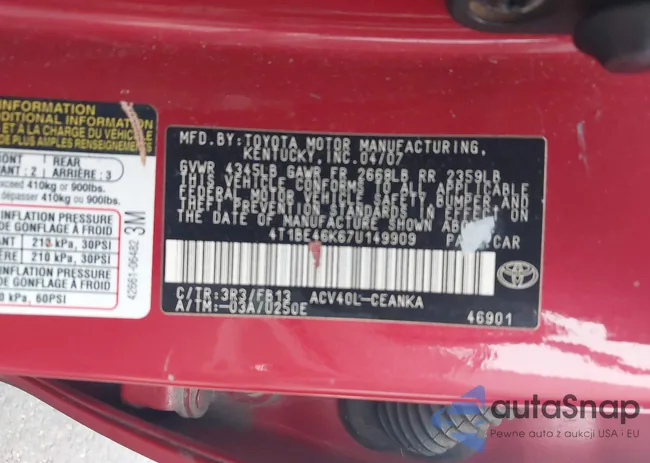 4T1BE46K67U149909: 44085632