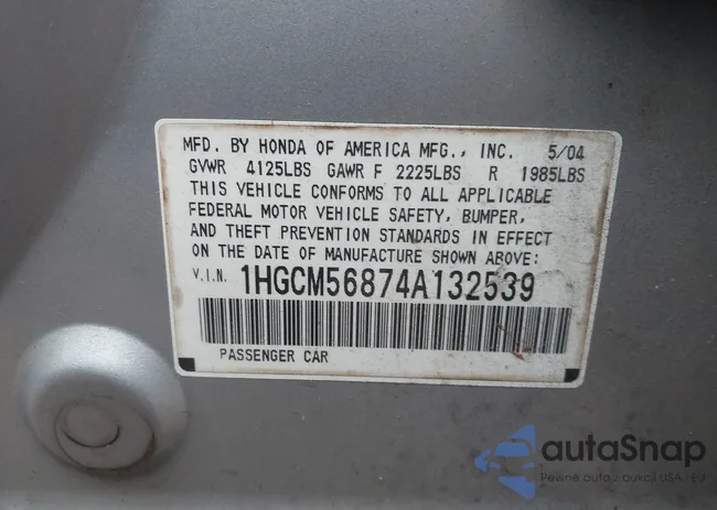 1HGCM56874A132539: 44085765