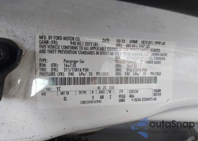 1FADP3F23EL189956: 44085807