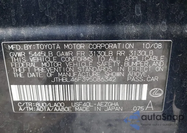 JTHBL46F395086342: 44085925