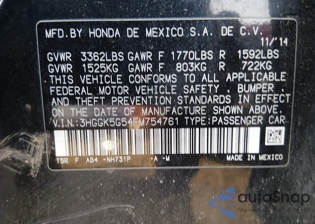 3HGGK5G54FM754761: 44085958