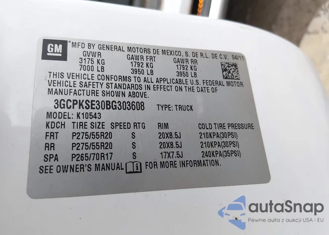 3GCPKSE30BG303608: 44085975