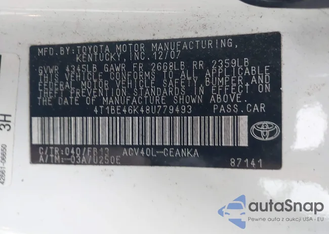 4T1BE46K48U779493: 44086090