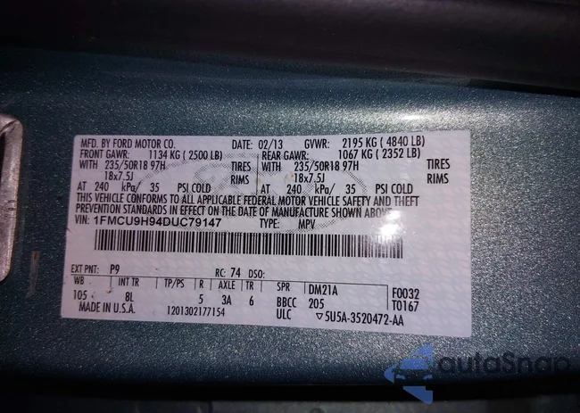 1FMCU9H94DUC79147: 44085151