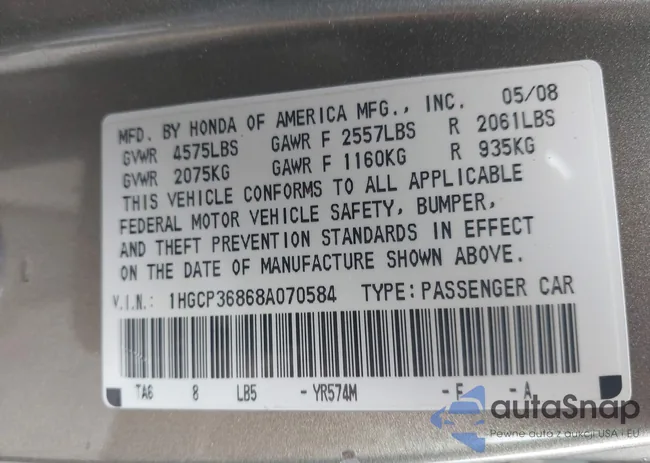 1HGCP36868A070584: 44085231