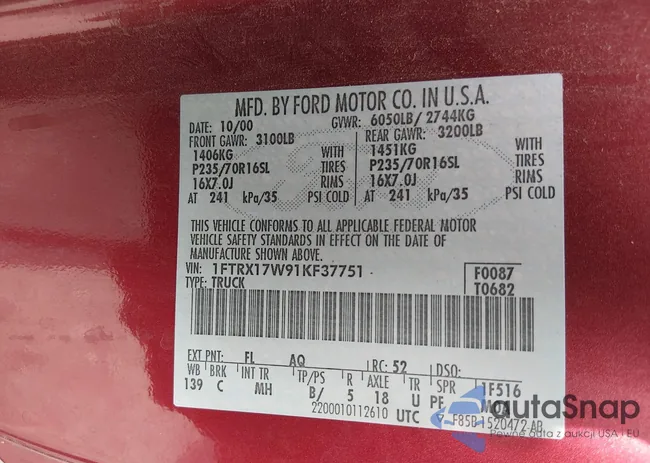 1FTRX17W91KF37751: 44085329