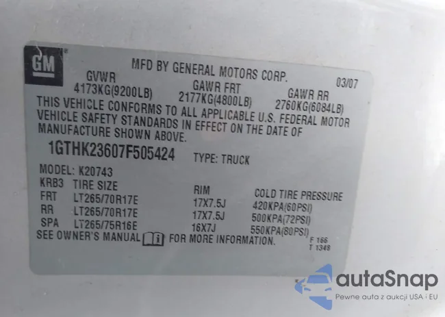 1GTHK23607F505424: 44085349