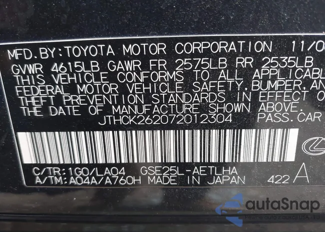 JTHCK262072012304: 44085352