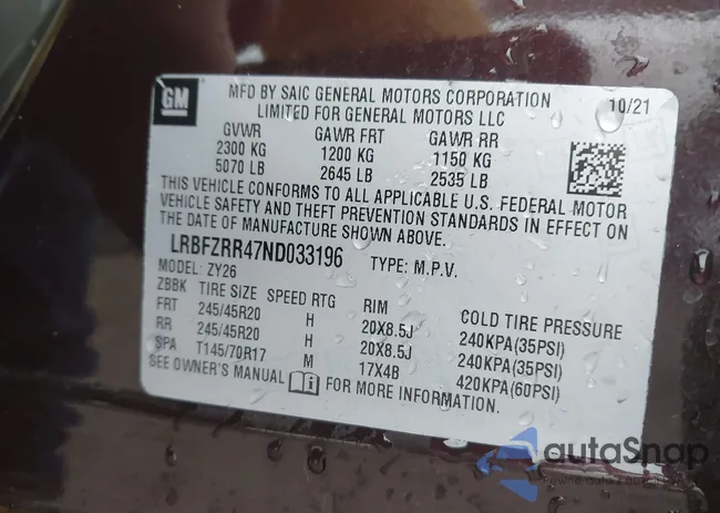 LRBFZRR47ND033196: 44085380