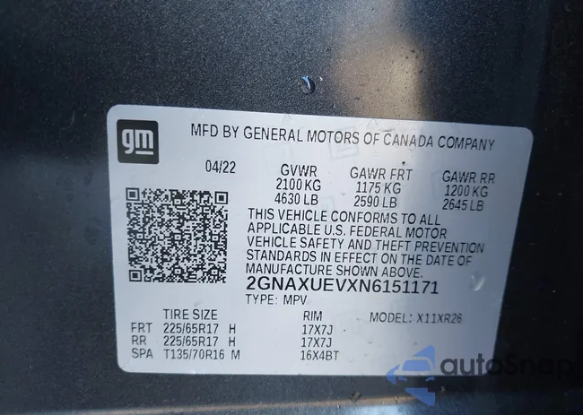 2GNAXUEVXN6151171: 44085418