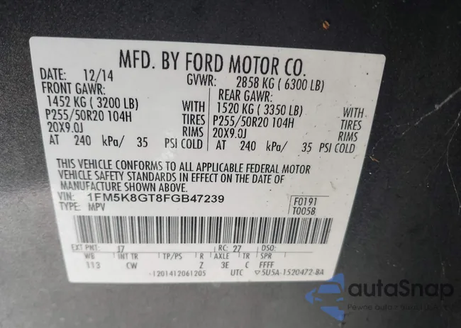 1FM5K8GT8FGB47239: 44085465