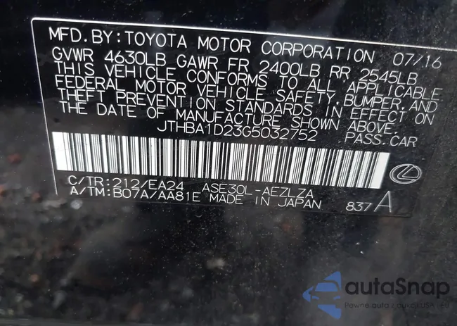 JTHBA1D23G5032752: 44085491