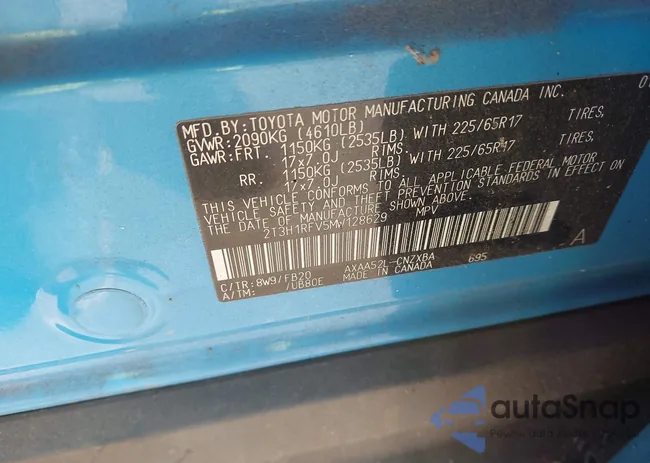 2T3H1RFV5MW128629: 44086563