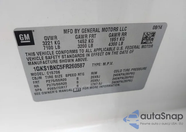 1GKS1BKC5FR260587: 44086586