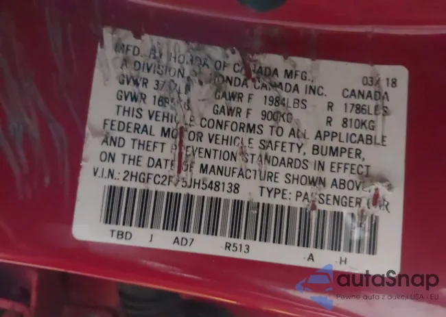 2HGFC2F75JH548138: 44086633