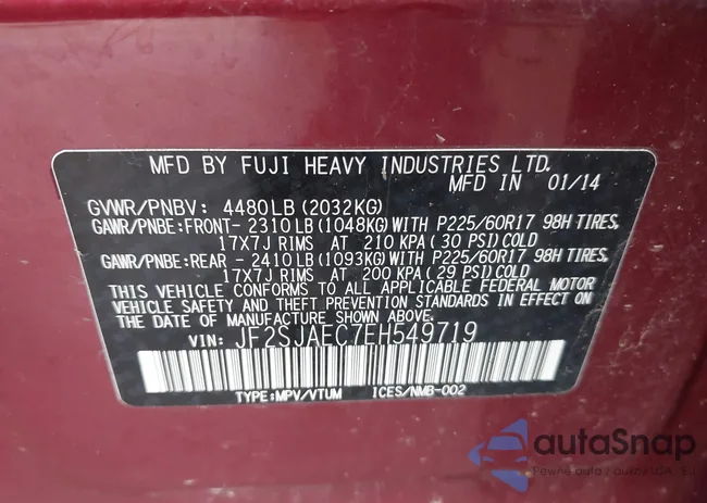 JF2SJAEC7EH549719: 44086647