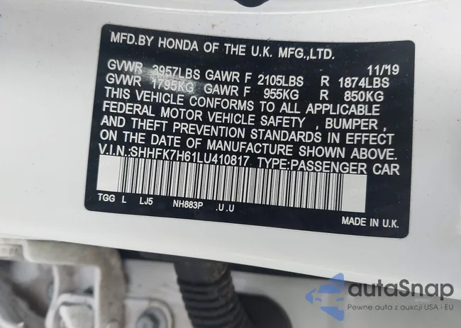 SHHFK7H61LU410817: 44086682