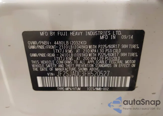 JF2SJADC3FH520527: 44086689
