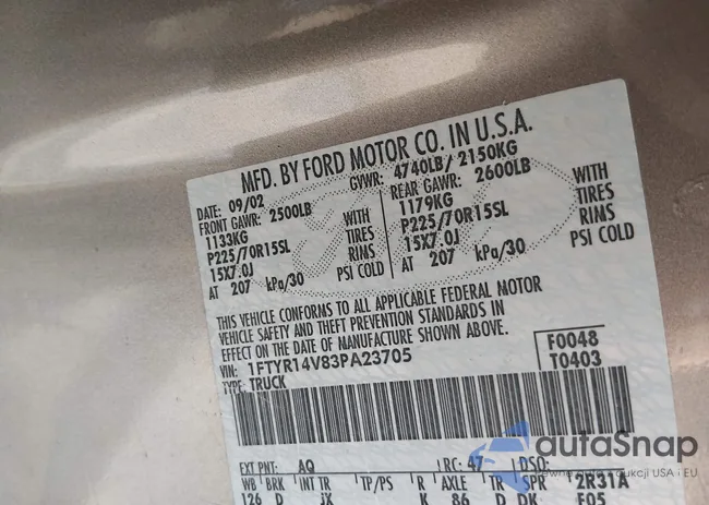 1FTYR14V83PA23705: 44087038