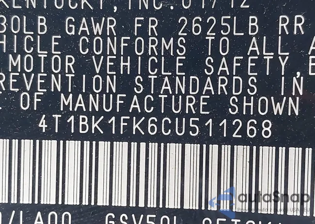 4T1BK1FK6CU511268: 44086170