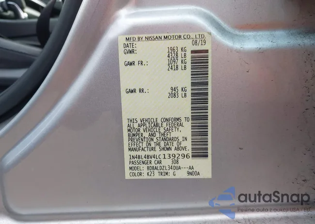 1N4BL4BV4LC139296: 44086308