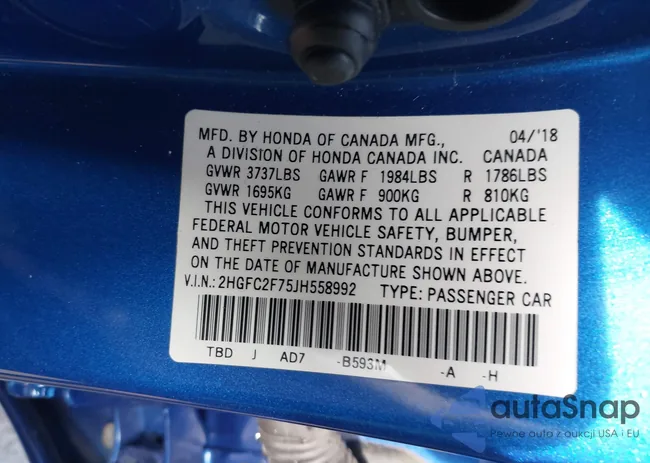 2HGFC2F75JH558992: 44086322