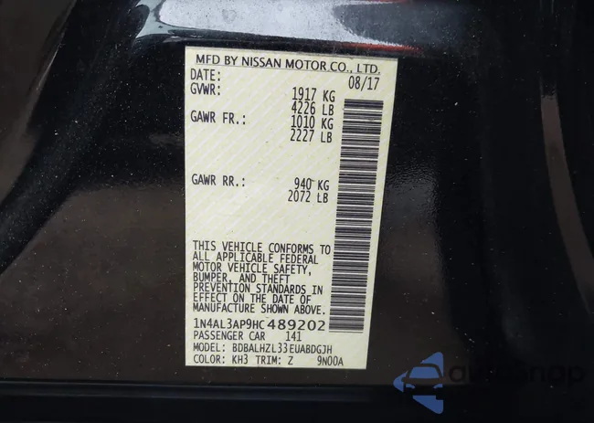 1N4AL3AP9HC489202: 44086354