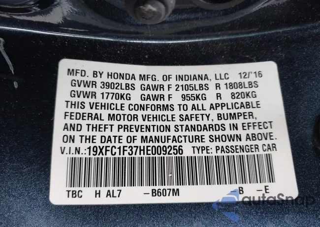 19XFC1F37HE009256: 44086484