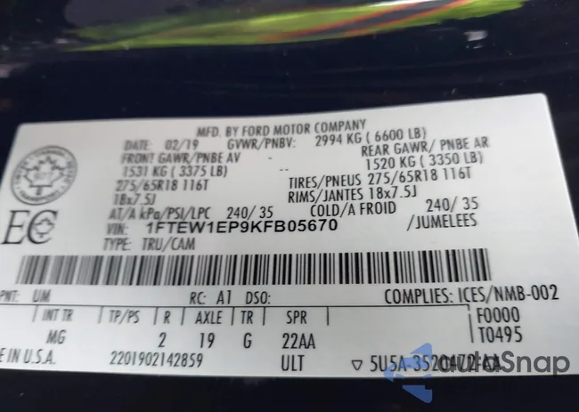 1FTEW1EP9KFB05670: 44086523