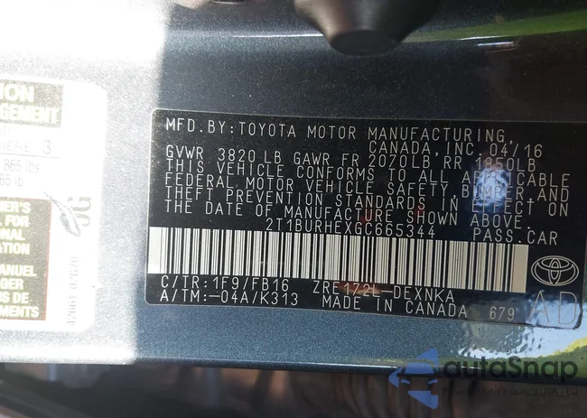 2T1BURHEXGC665344: 44087767