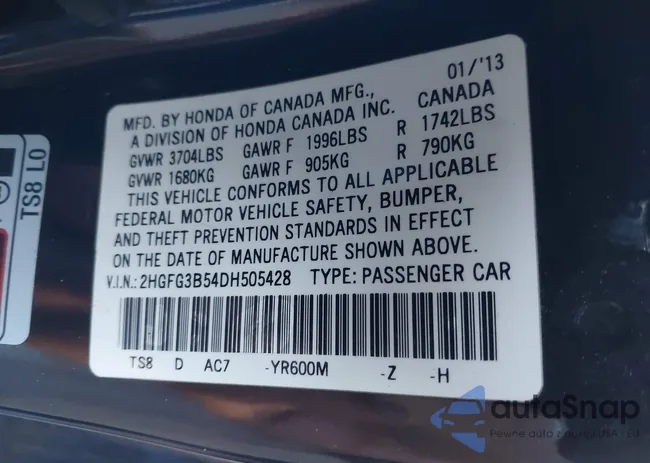 2HGFG3B54DH505428: 44087773