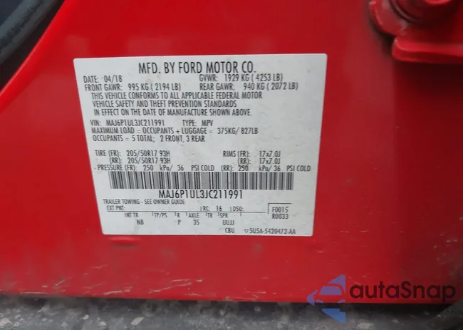 MAJ6P1UL3JC211991: 44087820