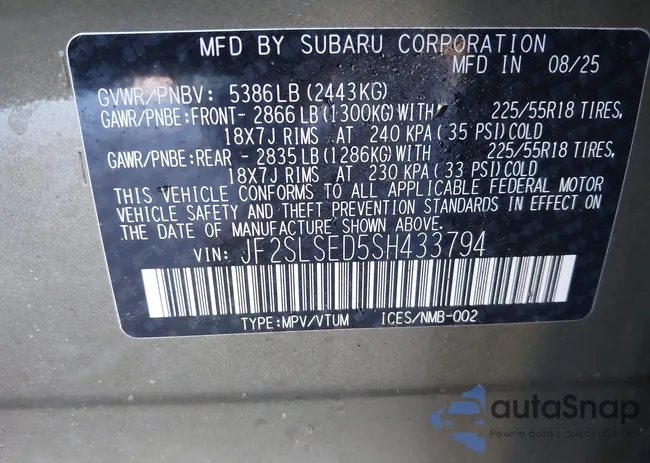 JF2SLSED5SH433794: 44087864