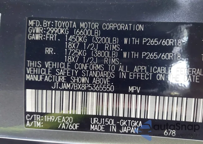 JTJAM7BX8P5365550: 44087905