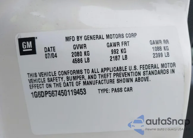 1G6DP567450119453: 44087939