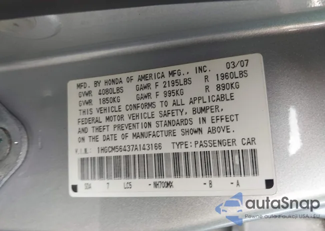 1HGCM56437A143166: 44087938