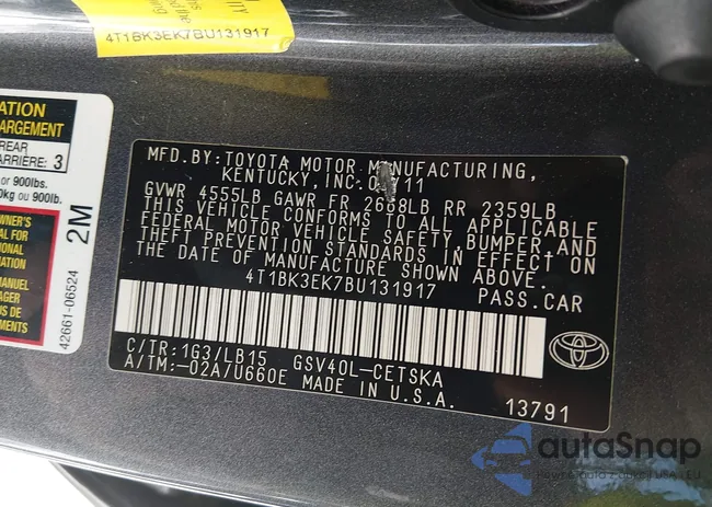 4T1BK3EK7BU131917: 44087961