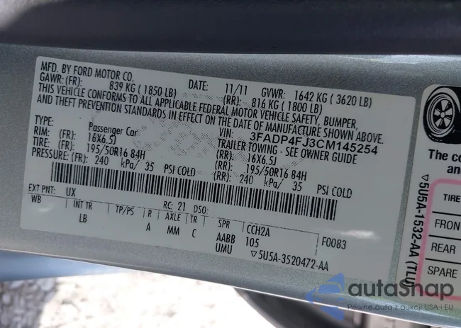 3FADP4FJ3CM145254: 44087969