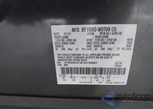 1FM5K8GT4FGC10983: 44087984