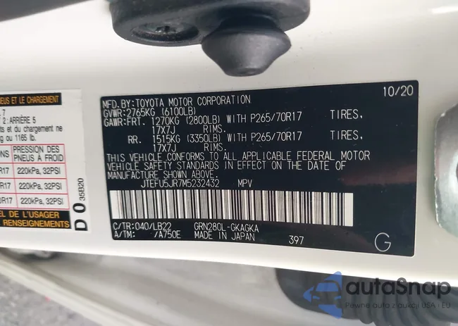 JTEFU5JR7M5232432: 44088011