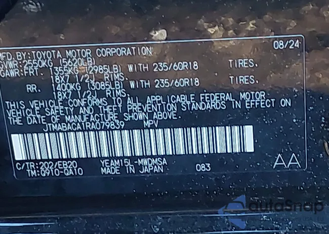 JTMABACA1RA079839: 44088027