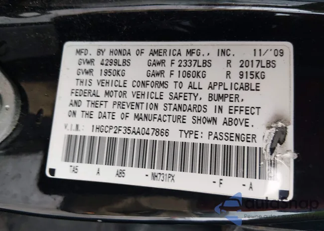 1HGCP2F35AA047866: 44087224