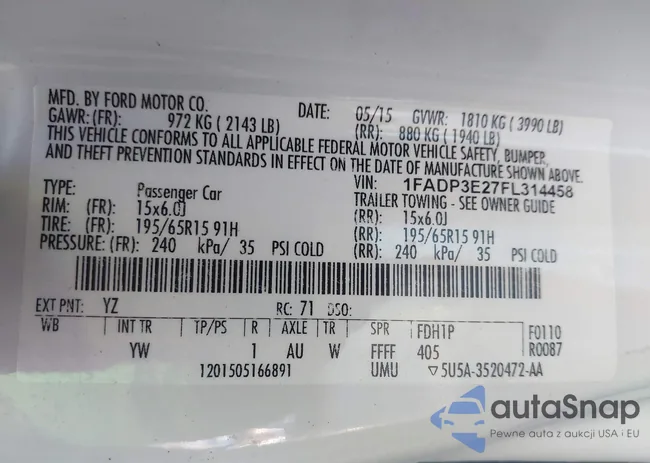 1FADP3E27FL314458: 44087248