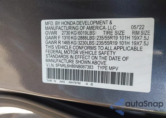 5FNRL6H86NB067383: 44087296