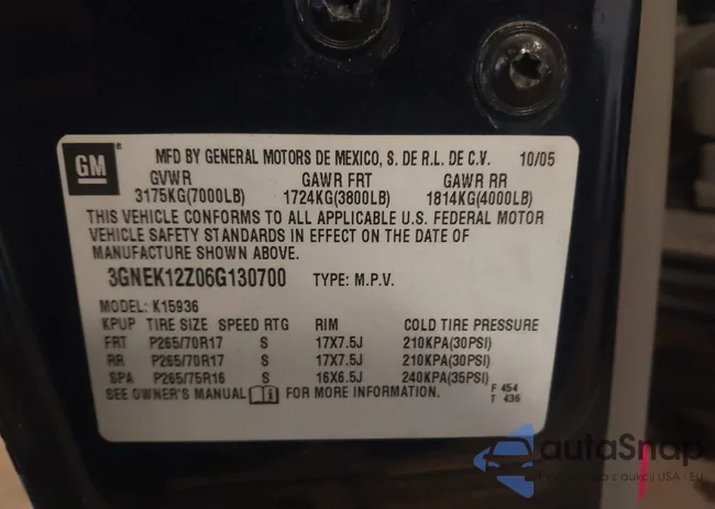 3GNEK12Z06G130700: 44087363