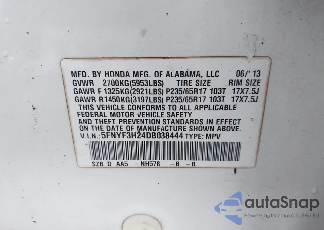 5FNYF3H24DB038444: 44087385