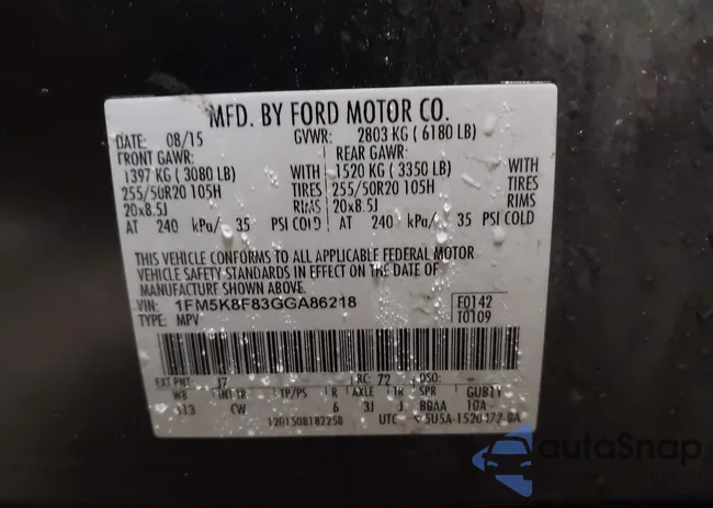 1FM5K8F83GGA86218: 44087393